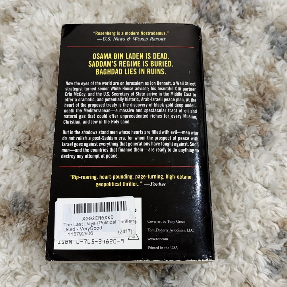 The Last Days Paperback by Joel C. Rosenberg - Picture 2 of 3